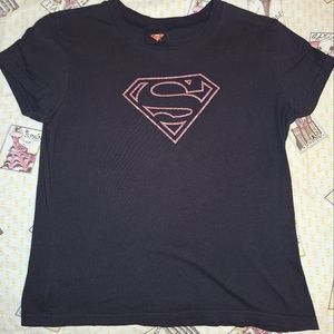Black/Pink Classic Superman Tee